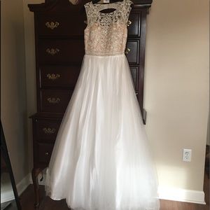 Ivory jeweled & tulle wedding or prom gown